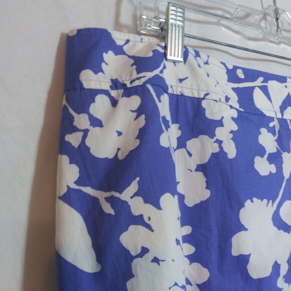 Brooks Brothers”346” Lined Cotton Blue & White Knee Length Floral Skirt Size 16 - Picture 2 of 9